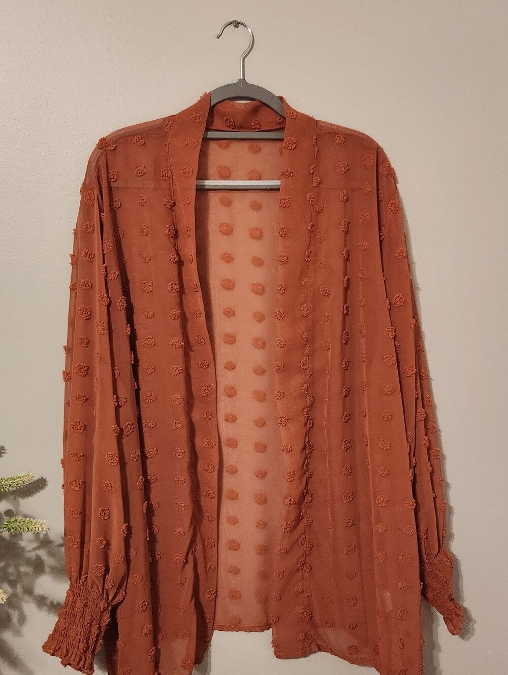 Lightweight Rust Open-Front Women's Cardigan Sweater